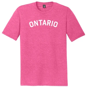 Ontario Text White Font Mens Tri-Blend DTG T-shirt - Fuchsia Heather