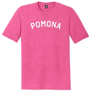Pomona Text White Font Mens Tri-Blend DTG T-shirt - Fuchsia Heather