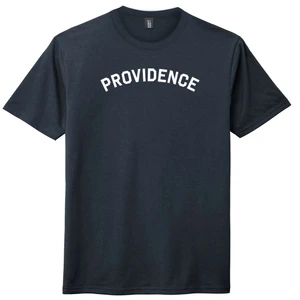 Providence Text White Font Mens Tri-Blend DTG T-shirt - Navy Blue Solid