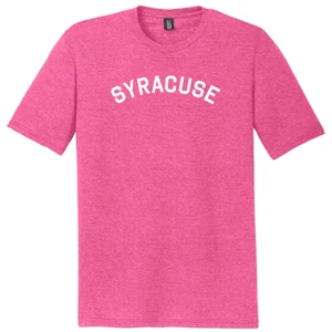 Syracuse Text White Font Mens Tri-Blend DTG T-shirt - Fuchsia Heather