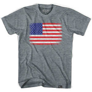 American Flag Vintage T-Shirt - Athletic Grey Tri-blend - Men's Large - Final Sale - M16