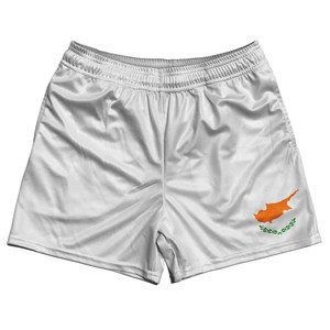 Cyprus Country Flag Rugby Shorts - White & Orange & Green