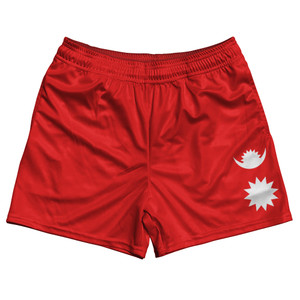 Nepal Country Flag Rugby Shorts - Crimson & Blue & White