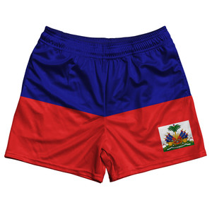 Haiti Country Flag Rugby Shorts - Blue & Red & White