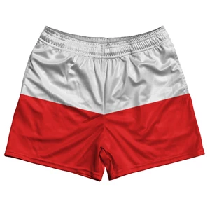 Poland Country Flag Rugby Shorts - White & Red