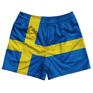 Sweden Country Flag Rugby Shorts - Blue & Yellow