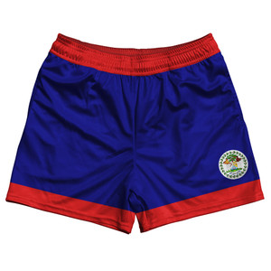 Belize Flag Rugby Shorts - Blue & Red & White