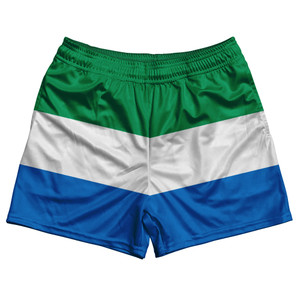 Sierra Leone Country Flag Rugby Shorts - Green & White & Blue