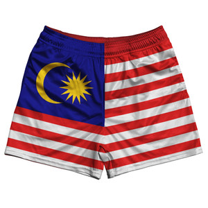 Malaysia Country Flag Rugby Shorts - Red & White & Blue