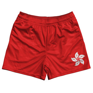 Hong Kong Country Flag Rugby Shorts - Red & White