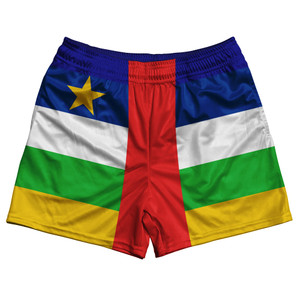 Central African Republic Country Flag Rugby Shorts - Blue & White & Green