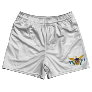 Us Virgin Islands Country Flag Rugby Shorts - Blue & White & Yellow