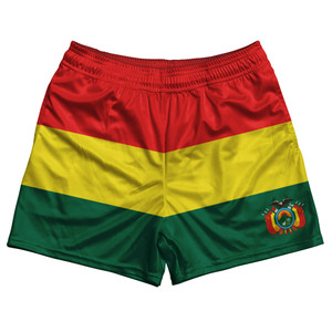 Bolivia Country Flag Rugby Shorts - Red & Yellow & Green