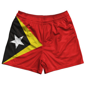 East Timor Country Flag Rugby Shorts - Red & Yellow & Black