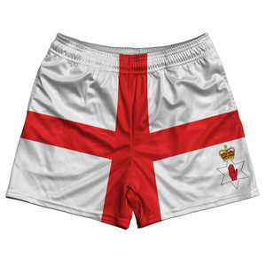 Northern Ireland Country Flag Rugby Shorts - White & Red & Green