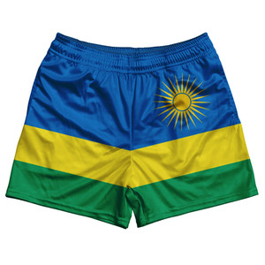 Rwanda Country Flag Rugby Shorts - Blue & Yellow & Green