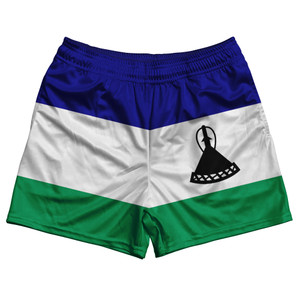 Lesotho Country Flag Rugby Shorts - Blue & White & Green