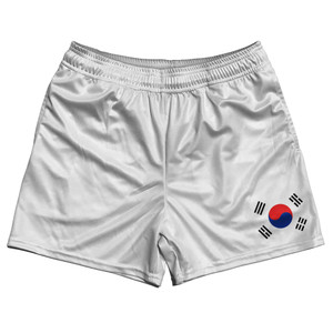 South Korea Country Flag Rugby Shorts - White & Red & Blue