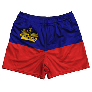 Liechtenstein Country Flag Rugby Shorts - Blue & Red & Gold