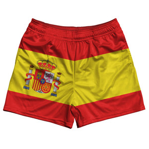 Spain Country Flag Rugby Shorts - Red & Yellow