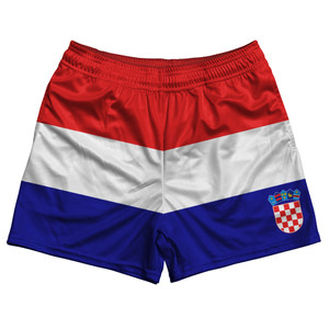 Croatia Country Flag Rugby Shorts - Red & White & Blue