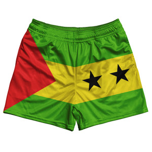 Sao Tome And Principe Country Flag Rugby Shorts - Green & Yellow & Red