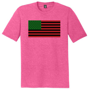 African American Flag 12 Inches Art Mens Tri-Blend DTG T-shirt - Fuchsia Heather