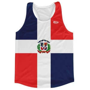 Dominican Republic Country Flag Running Tank Top Racerback Track and Cross Country Singlet Jersey - Red White Blue - Men's Medium - Final Sale - M31