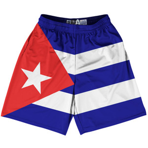 Cuba Country Flag Lacrosse Shorts - Blue & White & Red