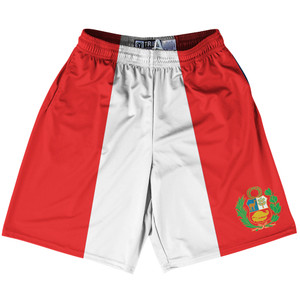Peru Country Flag Lacrosse Shorts - Red & White