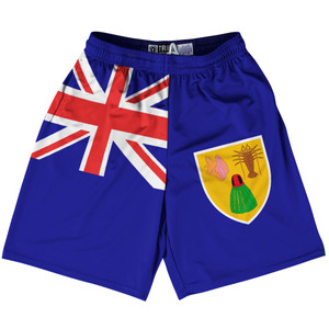 Turks And Caicos Islands Country Flag Lacrosse Shorts - Blue & White & Red