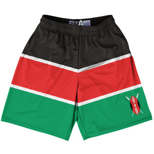 Kenya Country Flag Lacrosse Shorts - Black & Red & Green