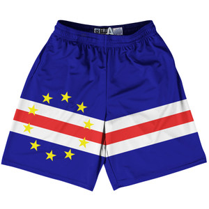Cape Verde Country Flag Lacrosse Shorts - Blue & White & Red