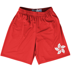 Hong Kong Country Flag Lacrosse Shorts - Red & White