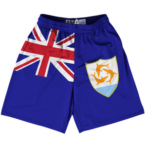 Anguilla Country Flag Lacrosse Shorts - Blue & White & Yellow
