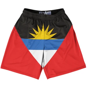 Antigua And Barbuda Country Flag Lacrosse Shorts - Red & Black & Blue