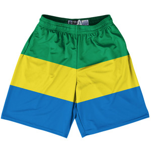 Gabon Country Flag Lacrosse Shorts - Green & Yellow & Blue