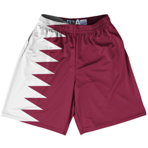 Qatar Country Flag Lacrosse Shorts - Maroon & White