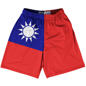 Taiwan Country Flag Lacrosse Shorts - Red & Blue & White