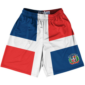 Dominican Republic Country Flag Lacrosse Shorts - Blue & Red & White