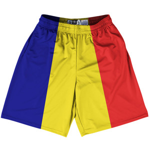 Romania Country Flag Lacrosse Shorts - Blue & Yellow & Red