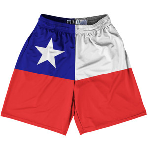 Chile Country Flag Lacrosse Shorts - Blue & White & Red