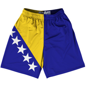 Bosnia And Herzegovina Country Flag Lacrosse Shorts - Blue & Yellow & White