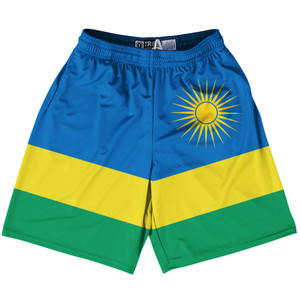 Rwanda Country Flag Lacrosse Shorts - Blue & Yellow & Green