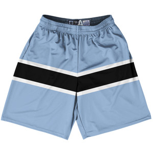 Botswana Country Flag Lacrosse Shorts - Light Blue & Black & White