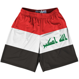 Iraq Country Flag Lacrosse Shorts - Red & White & Black