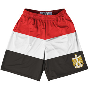 Egypt Country Flag Lacrosse Shorts - Red & White & Black