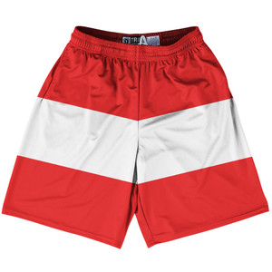 Austria Country Flag Lacrosse Shorts - Red & White