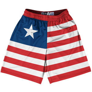Liberia Country Flag Lacrosse Shorts - Red & White & Blue