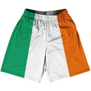 Ireland Country Flag Lacrosse Shorts - Green & White & Orange